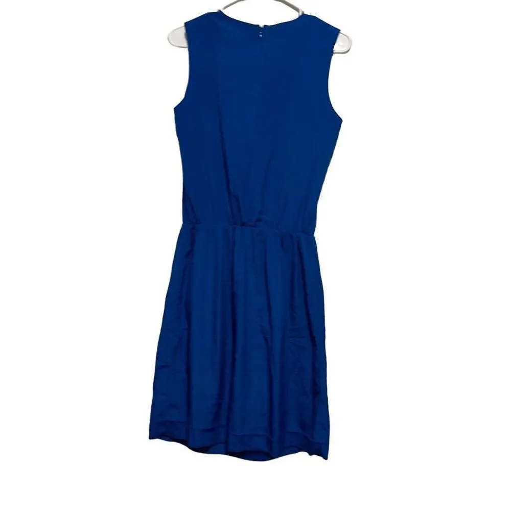 Joe Fresh For JC Penny Women's Blue Sleeveless Black Front Dress Size Small Peti